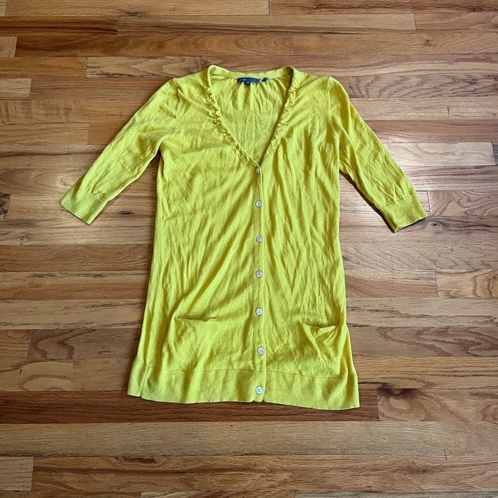 VINCE Yellow Cashmere Cardigan M